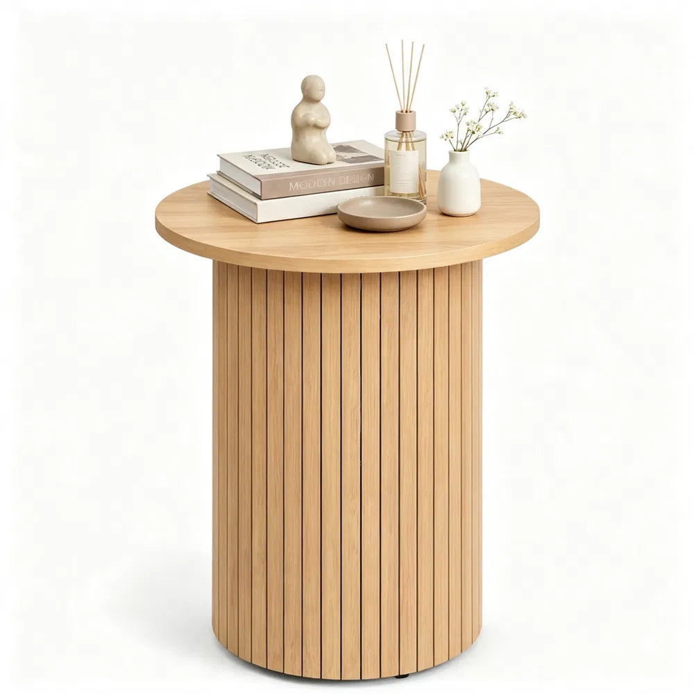 Minimalist Round Pedestal Side Table Space Saving Stable Nightstand With Rounded Edges Anti Slip Pads Versatile Accent Furniture For Small Spaces Home Decor Natural - Home Decor & Storage | VELOURY LIVING