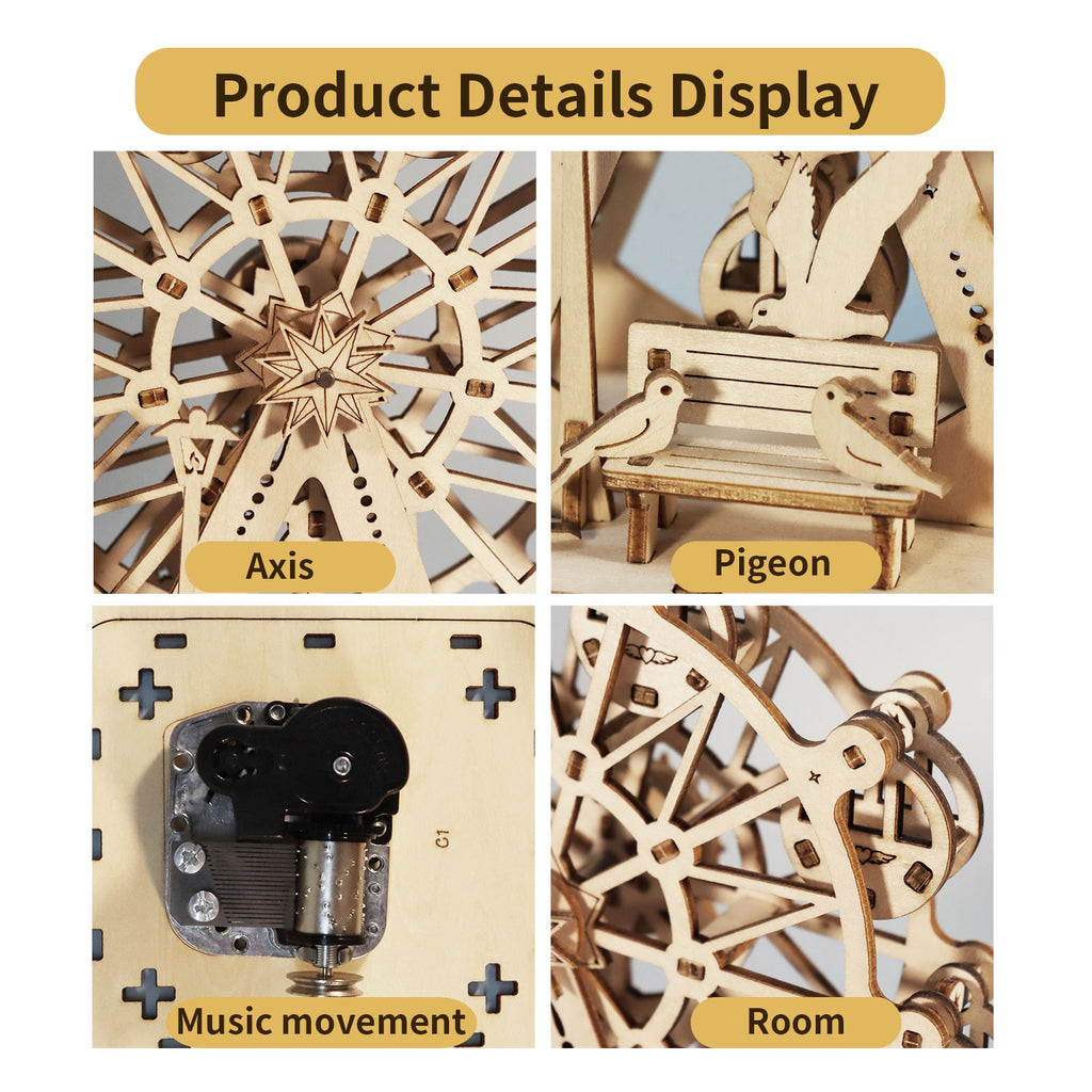Sales Are Prohibited On The Temu And Shein Music Park 3D Wooden Puzzles Music Box Ferris Wheel Diy Crafts Handmade Model Kits For Women Birthday Gifts - Home Decor & Storage | VELOURY LIVING