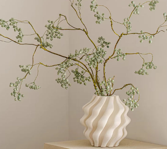 Retro Pleated Ceramic Vase A Stylish Decorative Piece - Home Decor & Storage | VELOURY LIVING