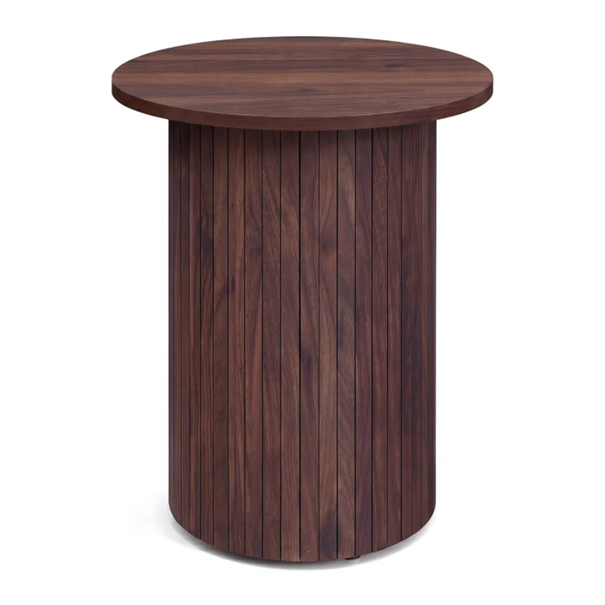 Minimalist Round Pedestal Side Table Space Saving Stable Nightstand With Rounded Edges Anti Slip Pads Versatile Accent Furniture For Small Spaces Home Decor Walnut - Home Decor & Storage | VELOURY LIVING