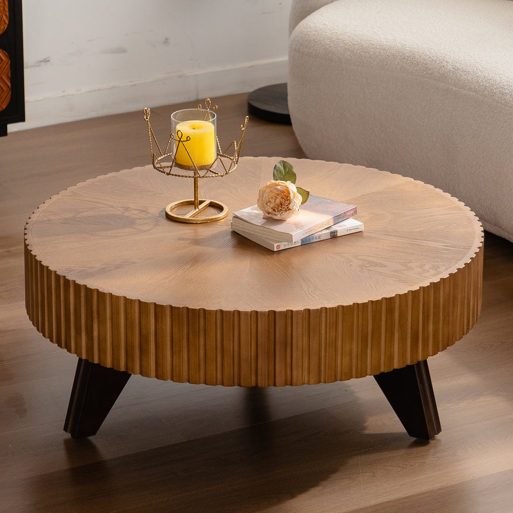 35 4 Round Retro Coffee Table Coffee Table Suitable For Coffee And Home Decor Natural - Home Decor & Storage | VELOURY LIVING