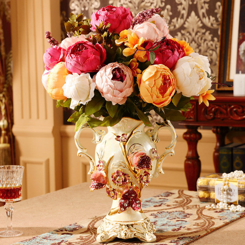 Vase Ceramic Decorative Ornament Dried Flower Arrangement Holder - Home Decor & Storage | VELOURY LIVING