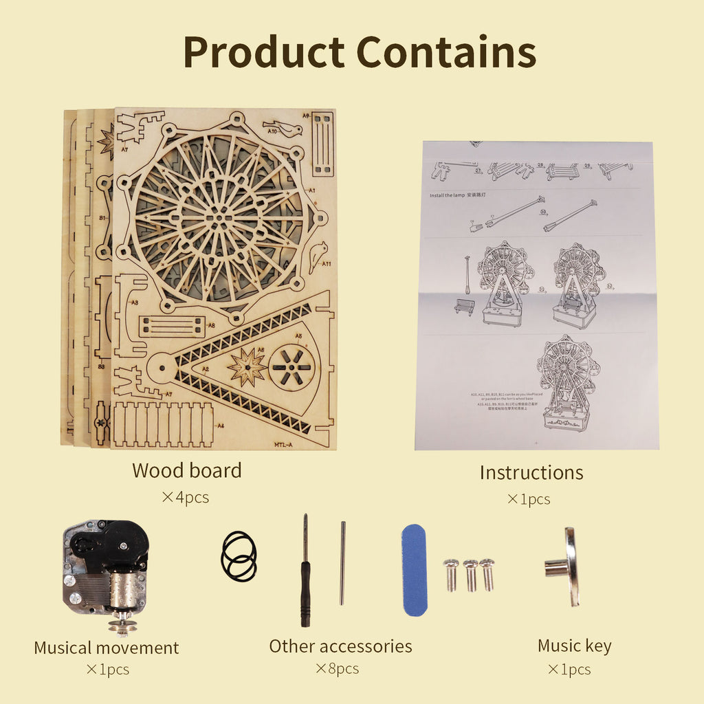Sales Are Prohibited On The Temu And Shein Music Park 3D Wooden Puzzles Music Box Ferris Wheel Diy Crafts Handmade Model Kits For Women Birthday Gifts - Home Decor & Storage | VELOURY LIVING