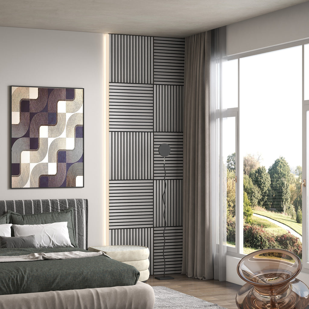 24X24 Wood Panels For Wall 4 Pack Acoustic Panels Sound Absorbing Slat Wall For Interior Wall Decor Home Gray - Home Decor & Storage | VELOURY LIVING