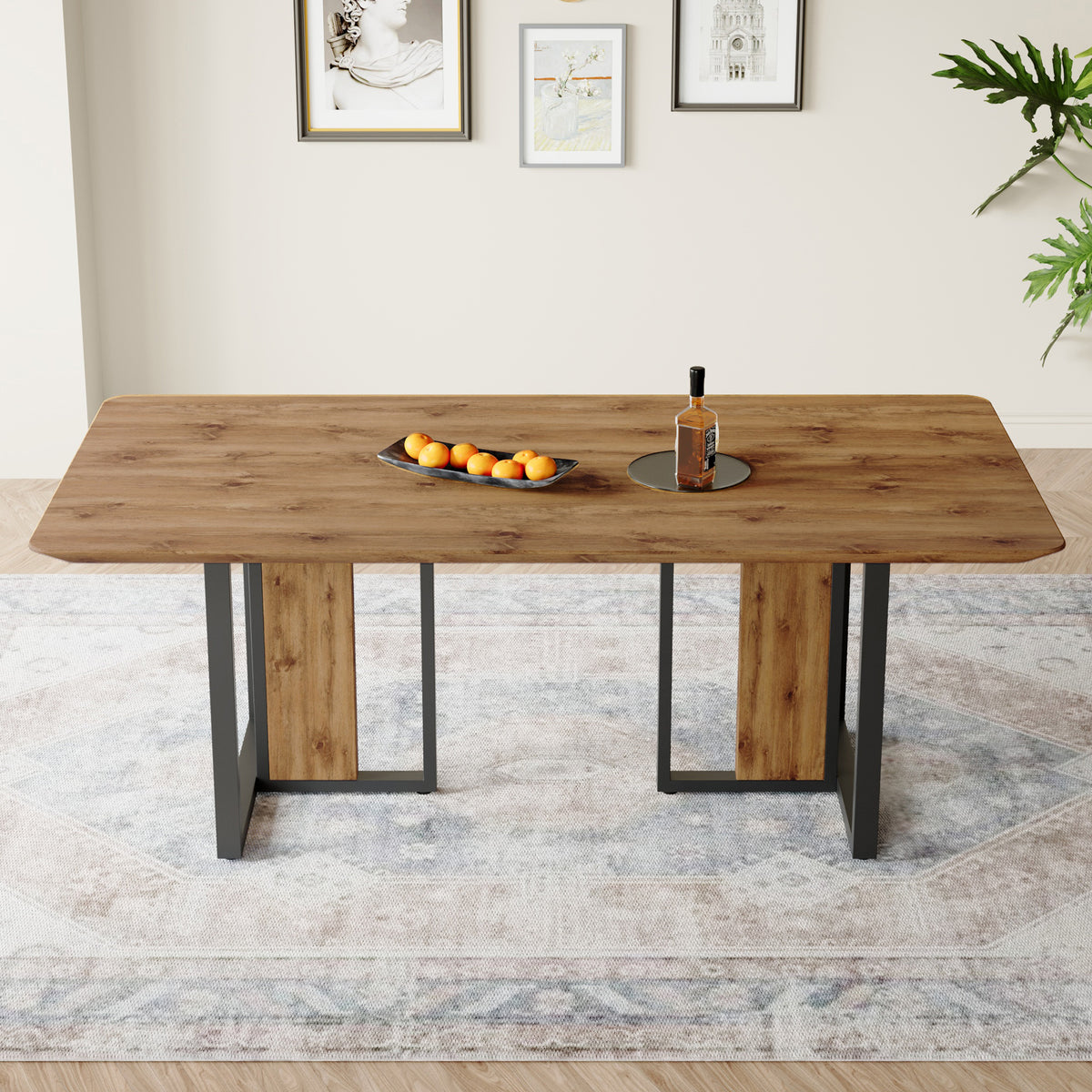 Modern Minimalism And Luxurious Wood Rectangular Patterned Dining Table The Computer Desk Dining Tables Are Used In The Dining Room Living Room 78 7X39 3X30 - Home Decor & Storage | VELOURY LIVING
