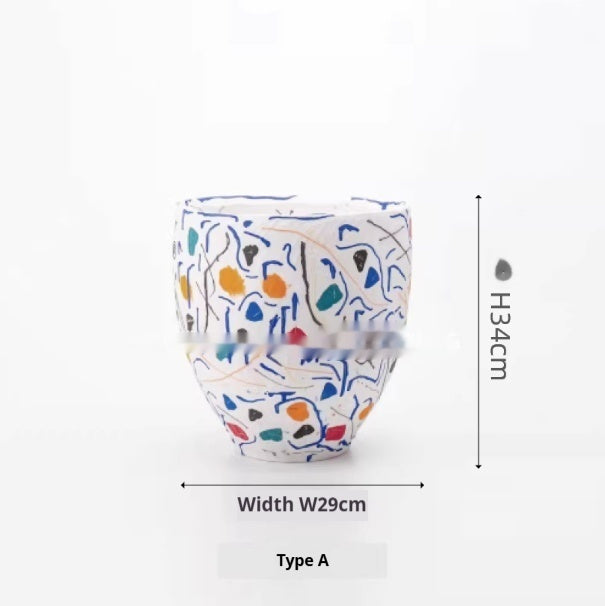 Hand Drawn Minimalist Modern Colored Ceramic Decorative Vase - Home Decor & Storage | VELOURY LIVING