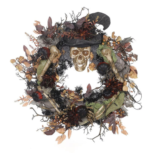 Halloween 26 Pre Lit Skeleton Wreath - Home Decor & Storage | VELOURY LIVING