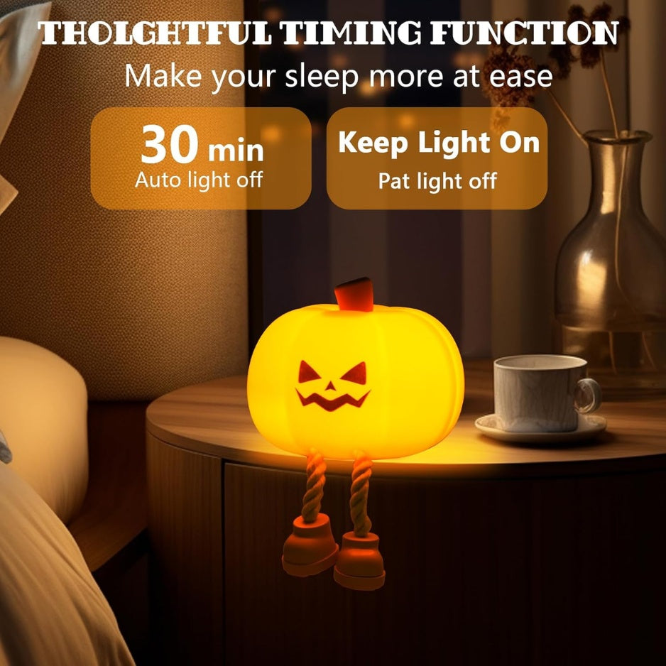 Pumpkin Night Light Official Licensed Genuine Halloween Lamp Decor Gifts Silicone Rechargeable Bedside Touch Dimmable Lamp Festival Decor For Woman - Home Decor & Storage | VELOURY LIVING