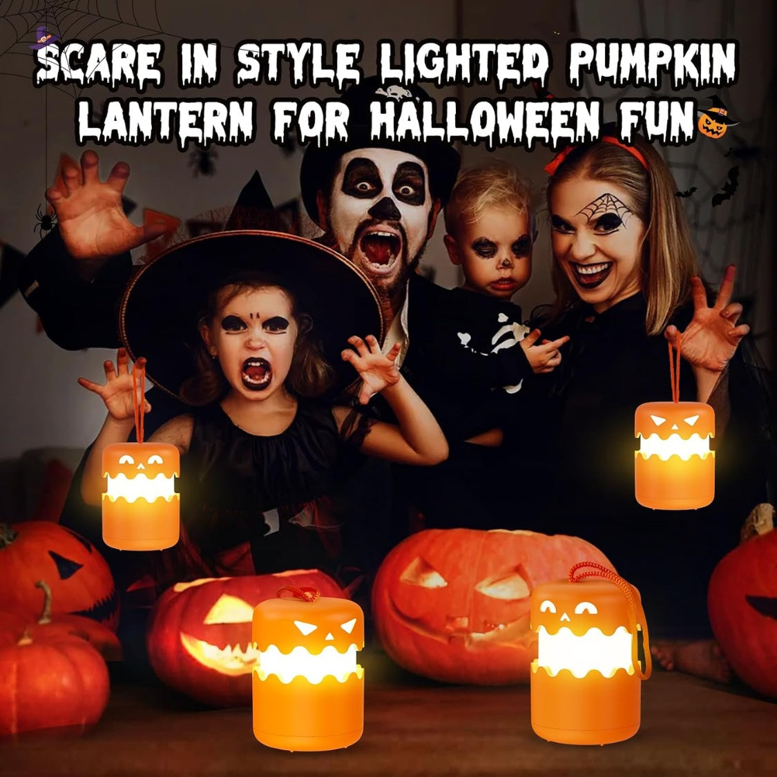 Rechargeable Halloween Pumpkin Lantern Light Collapsible Jack O Lantern - Home Decor & Storage | VELOURY LIVING