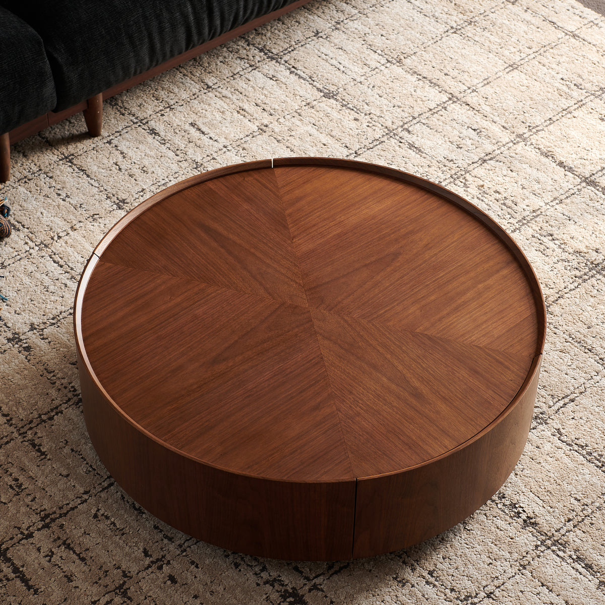 39 3 Inch Coffee Tables Circular Walnut Design Suitable For Living Rooms Walnut Material Suitable For Bedrooms Living Rooms And Offices - Home Decor & Storage | VELOURY LIVING