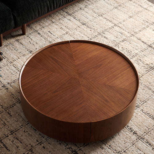 35 4 Inch Coffee Tables Circular Walnut Design Suitable For Living Rooms Walnut Material Suitable For Bedrooms Living Rooms And Offices - Home Decor & Storage | VELOURY LIVING