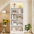 83 4 Tall Wood Bookcase With Light Strip 5 Tier Decor Bookshelves With Adjustable Shelves Storage Organizer For Cds Books Free Standing Storage Shelves For Living Room Home Office White - Home Decor & Storage | VELOURY LIVING