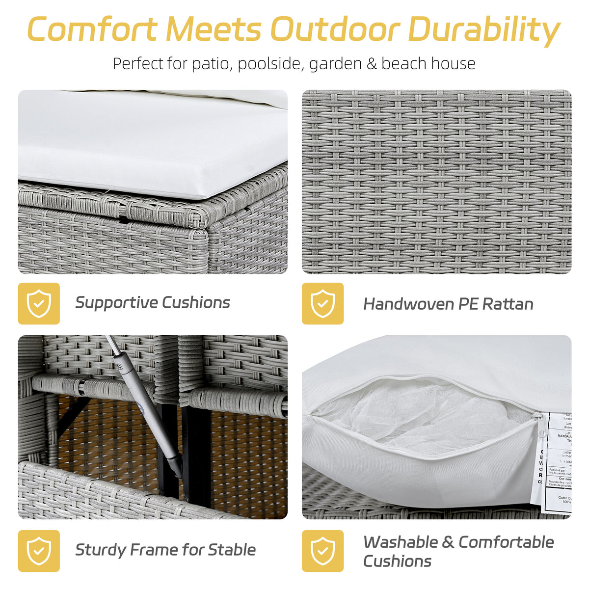 Tomax 5 Piece Outdoor Patio Rattan Sofa Set Sectional Pe Wicker L Shaped Garden Furniture Set With 2 Extendable Side Tables Dining Table And Washable Covers For Backyard Poolside Indoor White - Home Decor & Storage | VELOURY LIVING
