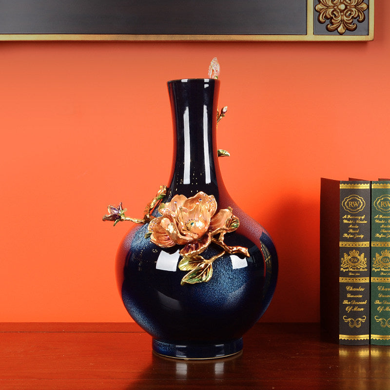 Luxurious And Fulfilling Crabapple Ceramic Decorative Vase - Home Decor & Storage | VELOURY LIVING
