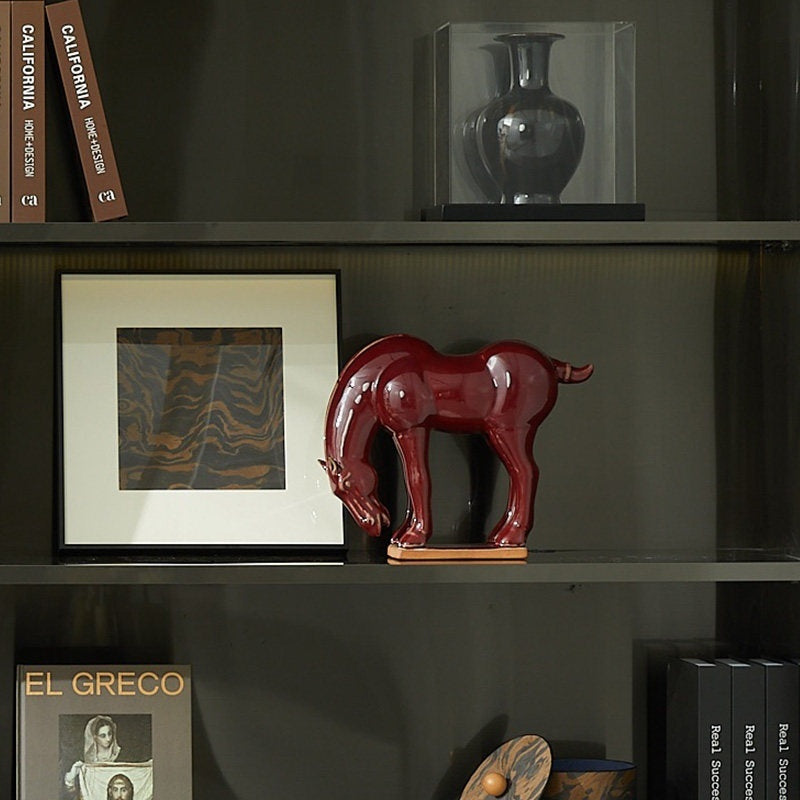 Song Dynasty Aesthetic Ceramic Horse Figurine In Animal Form - Home Decor & Storage | VELOURY LIVING