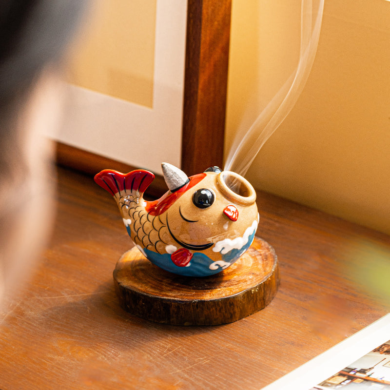 Desktop Reflux Incense Burner With Fish Ornaments Every Year - Home Decor & Storage | VELOURY LIVING