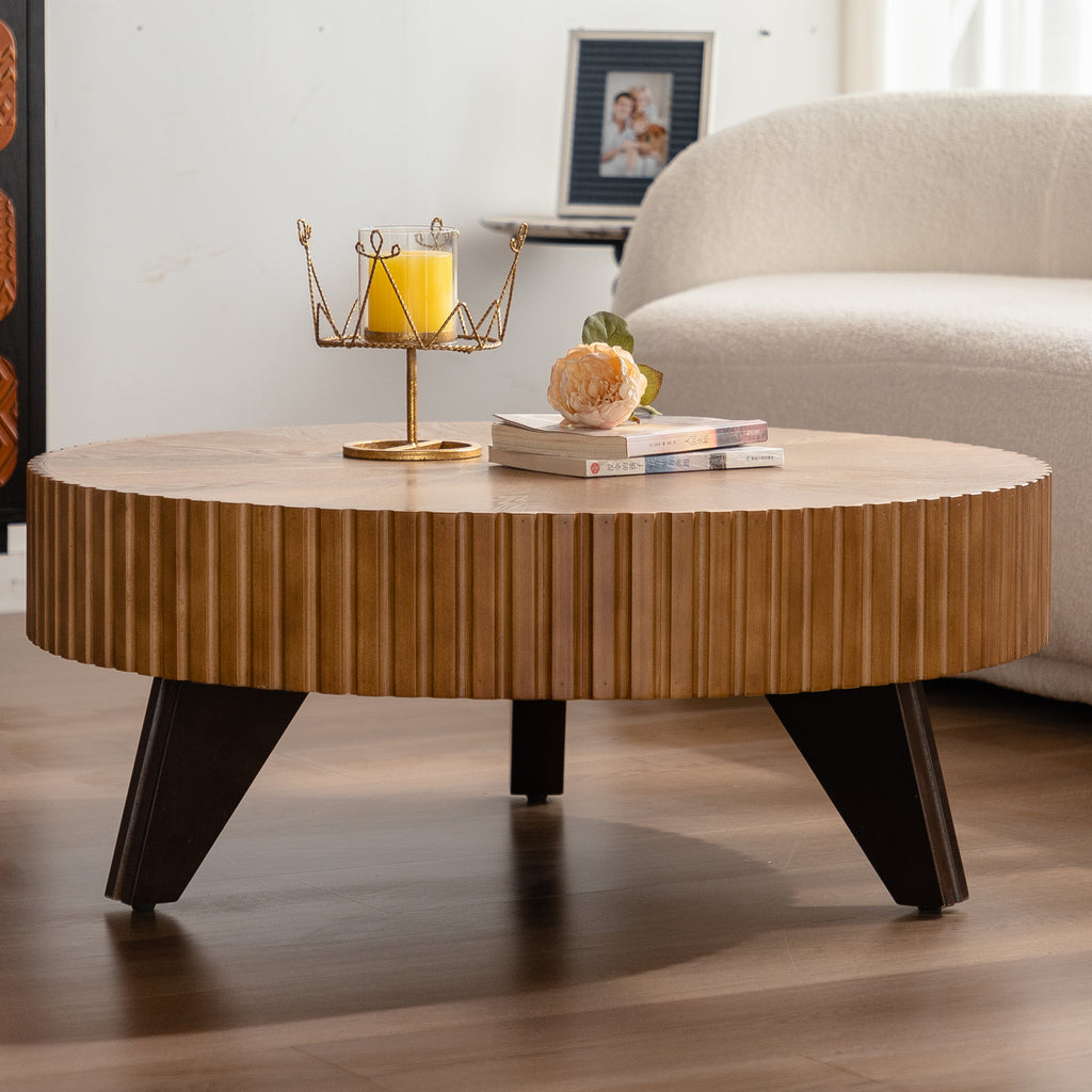 35 4 Round Retro Coffee Table Coffee Table Suitable For Coffee And Home Decor Natural - Home Decor & Storage | VELOURY LIVING