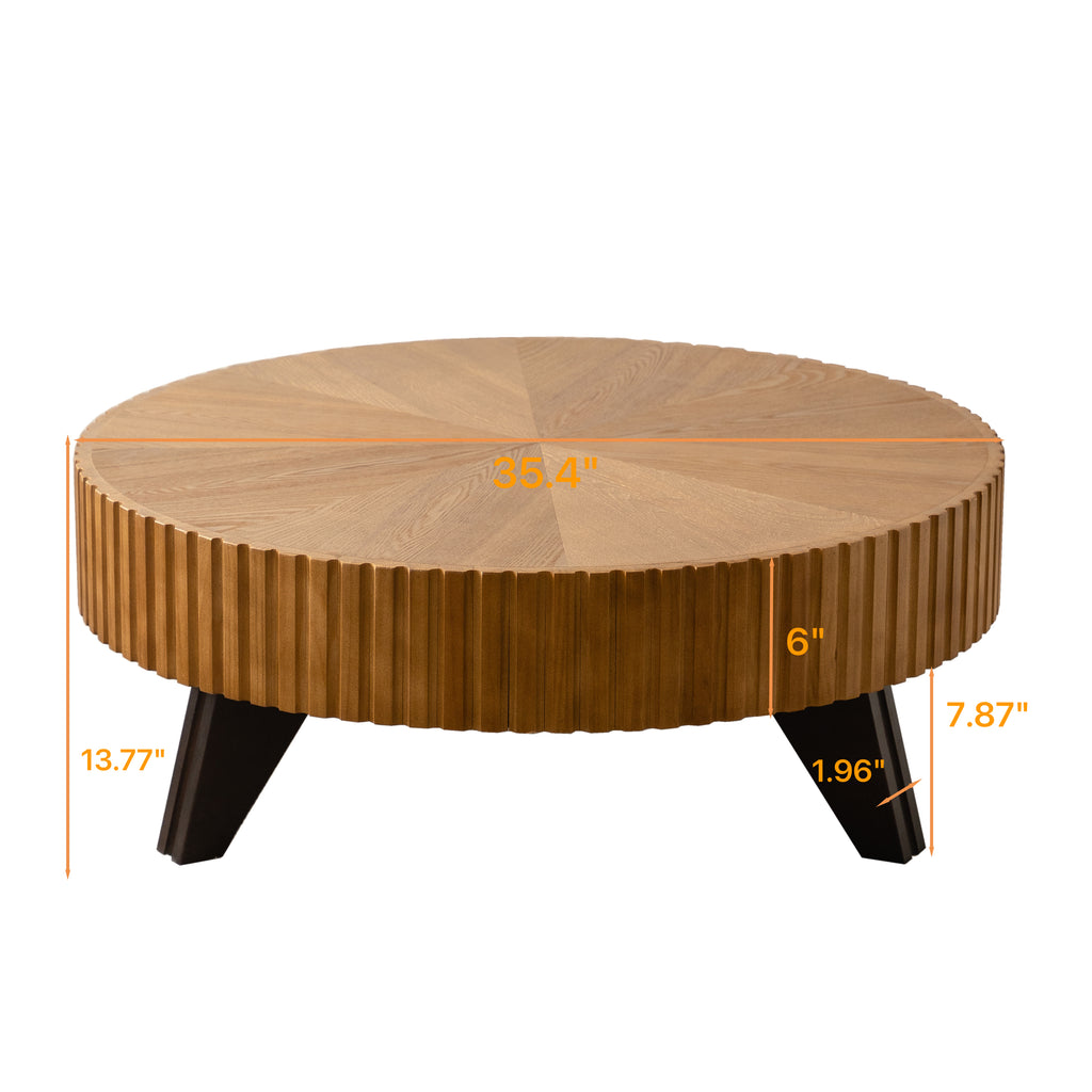 35 4 Round Retro Coffee Table Coffee Table Suitable For Coffee And Home Decor Natural - Home Decor & Storage | VELOURY LIVING