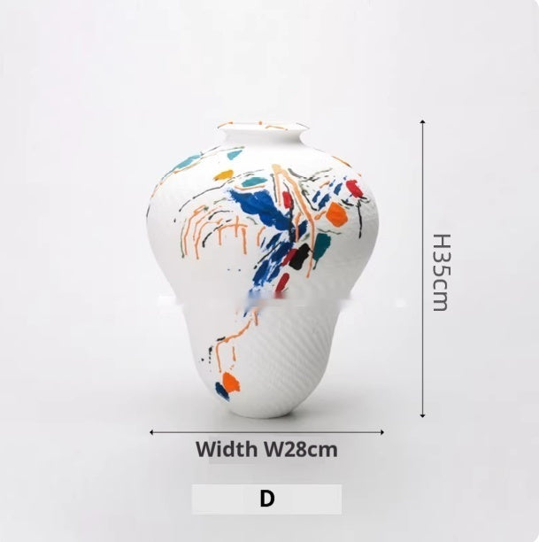 Hand Drawn Minimalist Modern Colored Ceramic Decorative Vase - Home Decor & Storage | VELOURY LIVING
